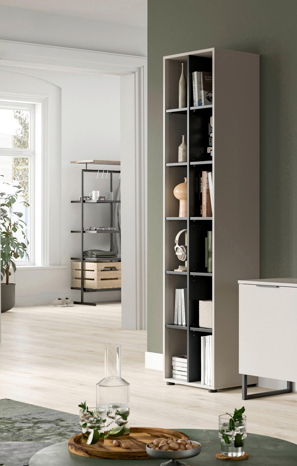 POLC 45/192/35 cm kasmírszínű  - kasmírszínű/fekete, Design, műanyag/faalapú anyag (45/192/35cm) - Livetastic