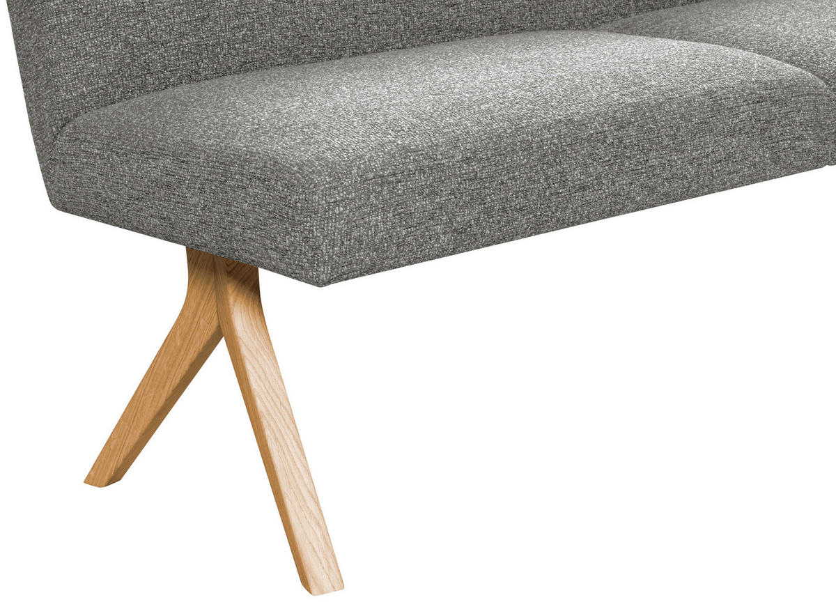 ECKBANK 172/218 cm Webstoff Grau Eiche vollmassiv   - Eichefarben/Grau, KONVENTIONELL, Holz/Textil (172/218cm) - Linea Natura