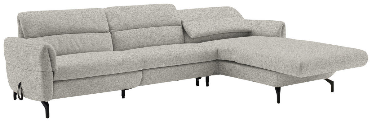 ECKSOFA  in Chenille Hellgrau  299/187 cm  - Hellgrau/Schwarz, Design, Textil/Metall (299/187cm) - Schöner Wohnen