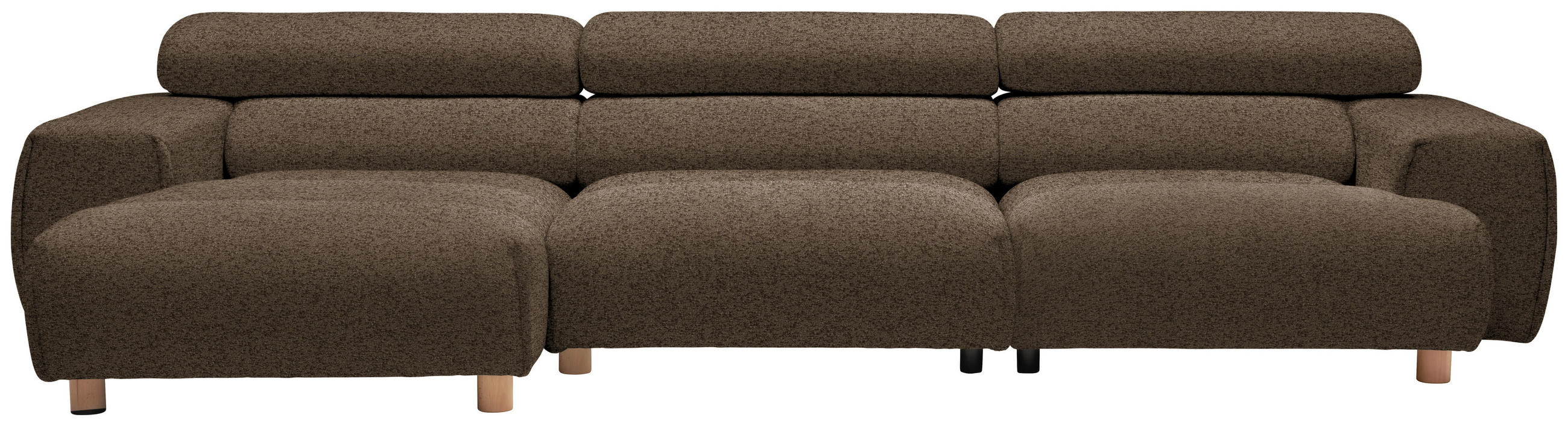 ECKSOFA in Velours Dunkelbraun  - Dunkelbraun, Natur, Holz/Textil (150/329cm) - Lomoco