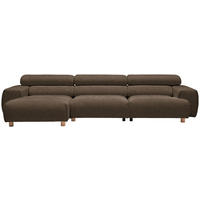 ECKSOFA in Velours Dunkelbraun  150/329 cm  - Dunkelbraun, Natur, Holz/Textil (150/329cm) - Lomoco