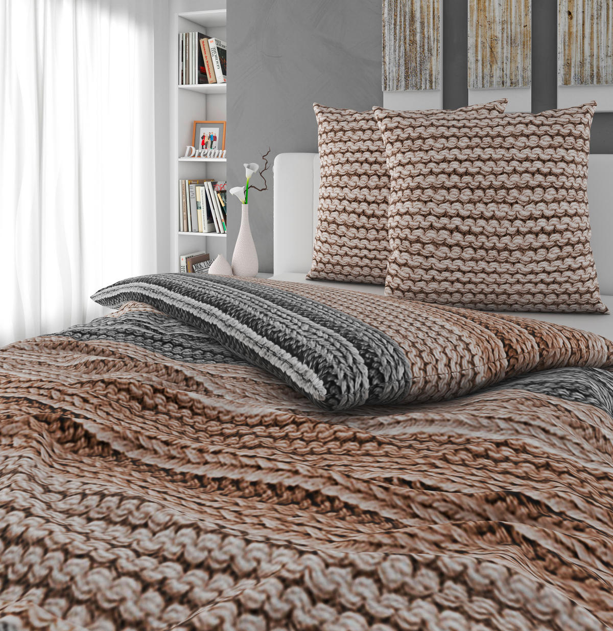 BETTWÄSCHE Cozy Knit Flanell 200/200 cm  - Grau, Design, Textil (200/200cm) - Novel