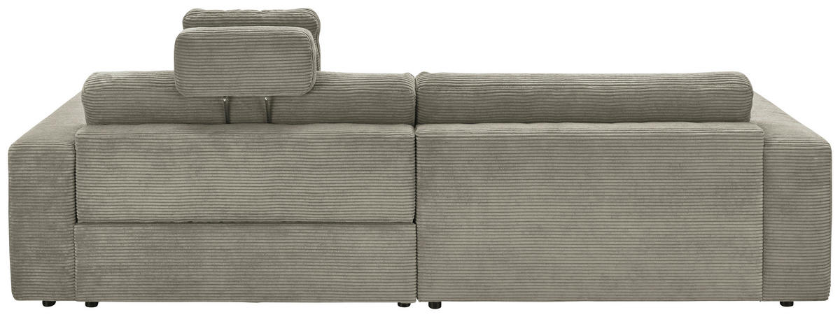 ECKSOFA inkl. Relaxfunktion in Cord Graubraun  - Graubraun/Schwarz, Design, Kunststoff/Textil (168/296cm) - Pure Home Lifestyle