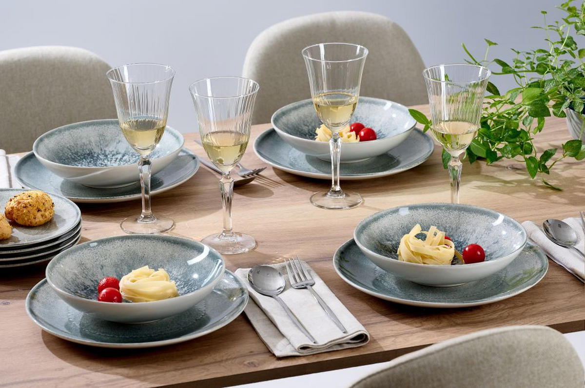 SUPPENTELLER Creme, Graublau Steinzeug Grana  - Graublau/Creme, Basics, Keramik (21/5cm) - Ritzenhoff Breker