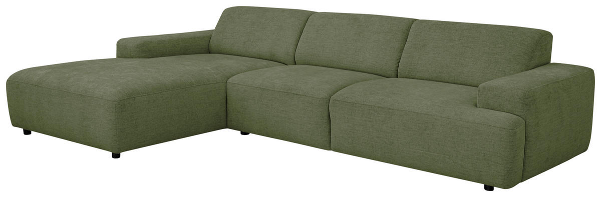 ECKSOFA Grau Chenille Rücken echt  - Schwarz/Grau, MODERN, Kunststoff/Textil (185/296cm) - Hom`in