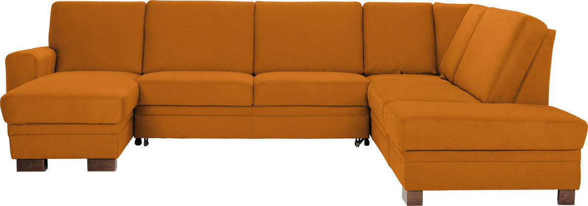 WOHNLANDSCHAFT in Gelb  - Gelb/Braun, Design, Holz/Textil (163/319/241cm) - Beldomo System