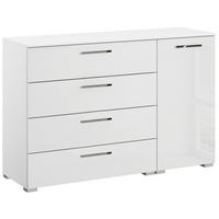 KOMMODE 120/81/42 cm Weiss, Weiss Hochglanz  - Weiss Hochglanz/Chromfarben, Design, Holzwerkstoff/Kunststoff (120/81/42cm) - Novel
