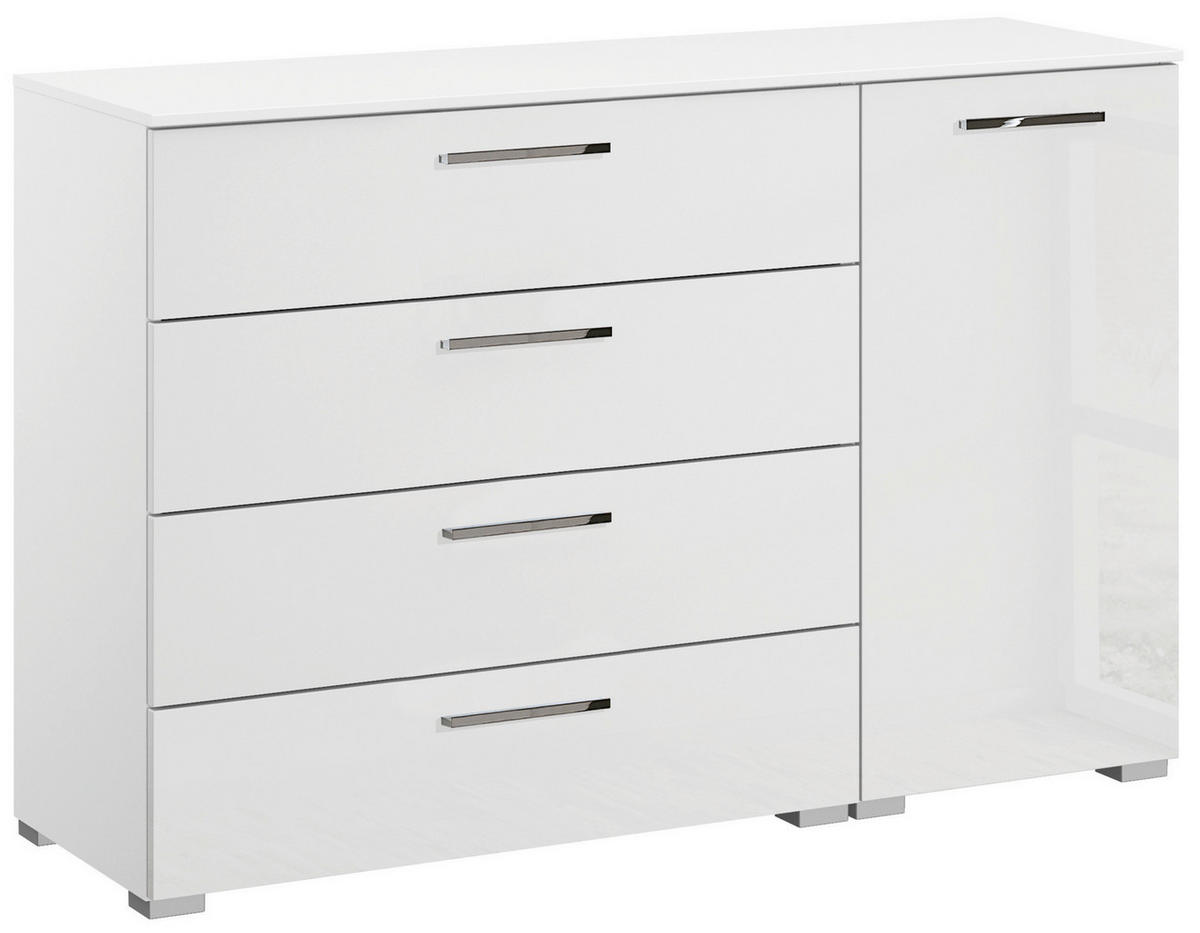 KOMMODE 120/81/42 cm Weiss, Weiss Hochglanz  - Weiss Hochglanz/Chromfarben, Design, Holzwerkstoff/Kunststoff (120/81/42cm) - Novel