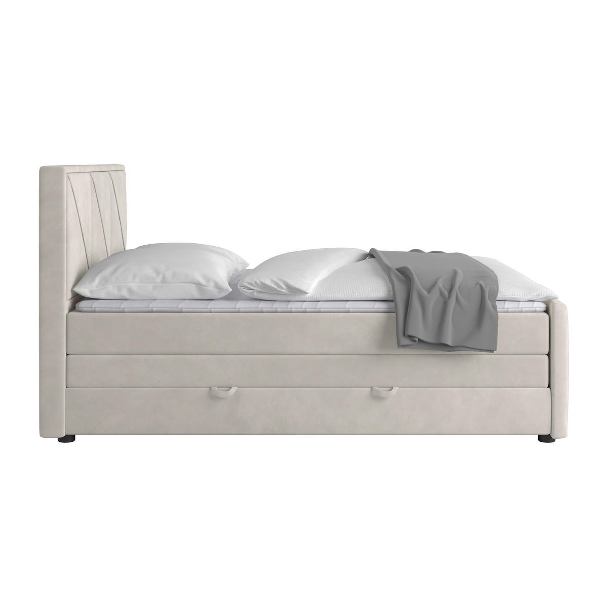 BOXSPRINGBETT 180/200 cm  in Creme  - Hellgrau/Creme, MODERN, Holzwerkstoff/Kunststoff (180/200cm) - MID.YOU