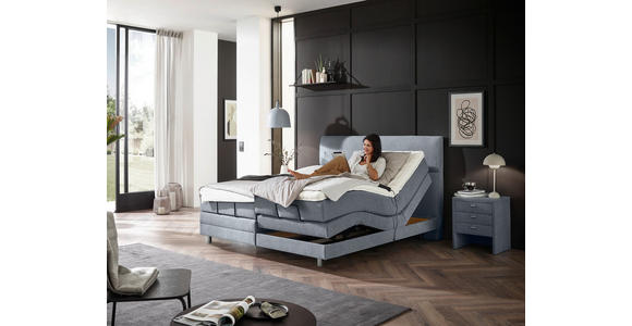 BOXSPRINGBETT 180/200 cm  in Graublau  - Chromfarben/Graublau, KONVENTIONELL, Holz/Kunststoff (180/200cm) - Voleo