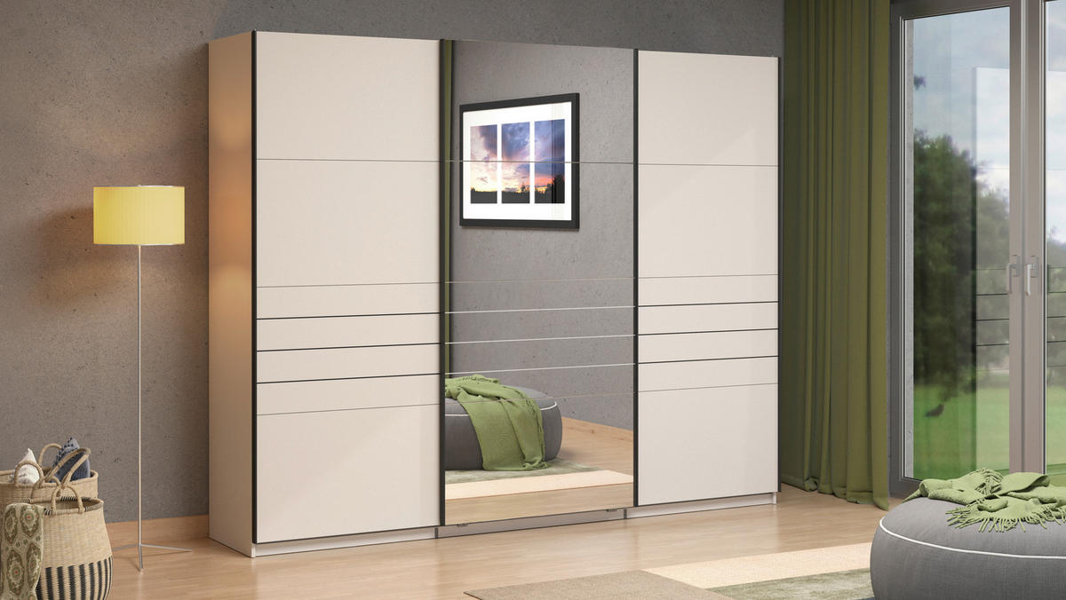 SKRIŇA S POS. DVER. – HOR.VED, kašmírová, 270/217,5/61 cm - čierna/kašmírová, Basics, kov/kompozitné drevo (270/217,5/61cm) - Xora