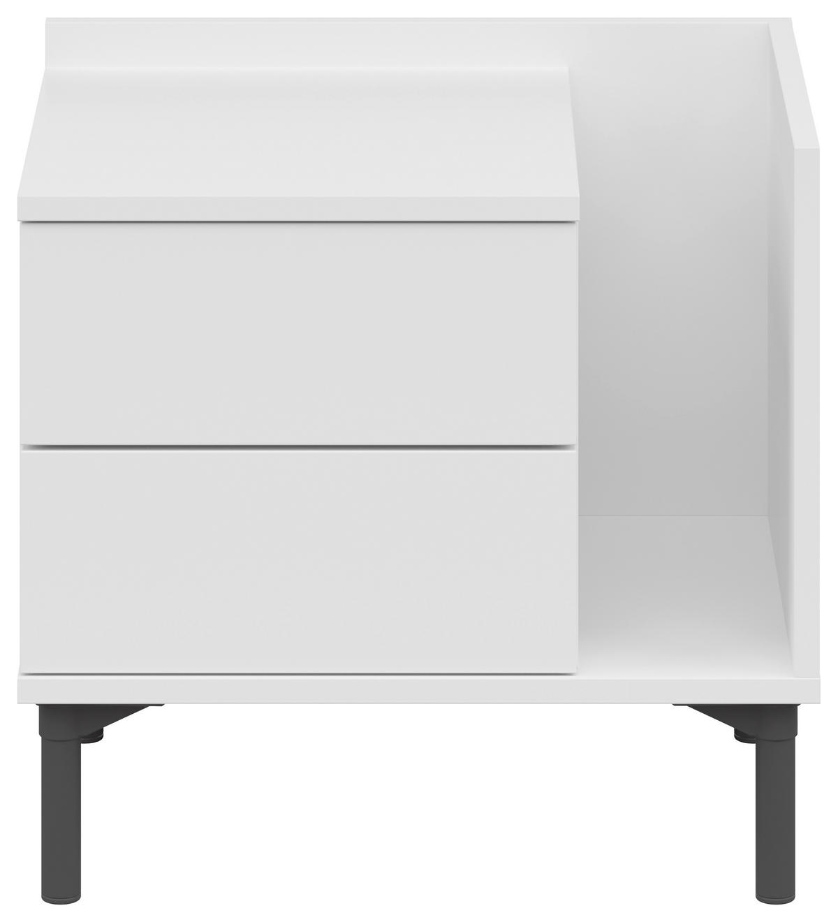 NACHTKÄSTCHEN 50/48/38 cm  in Weiß  - Graphitfarben/Weiß, Design, Holzwerkstoff/Kunststoff (50/48/38cm) - Lomoco