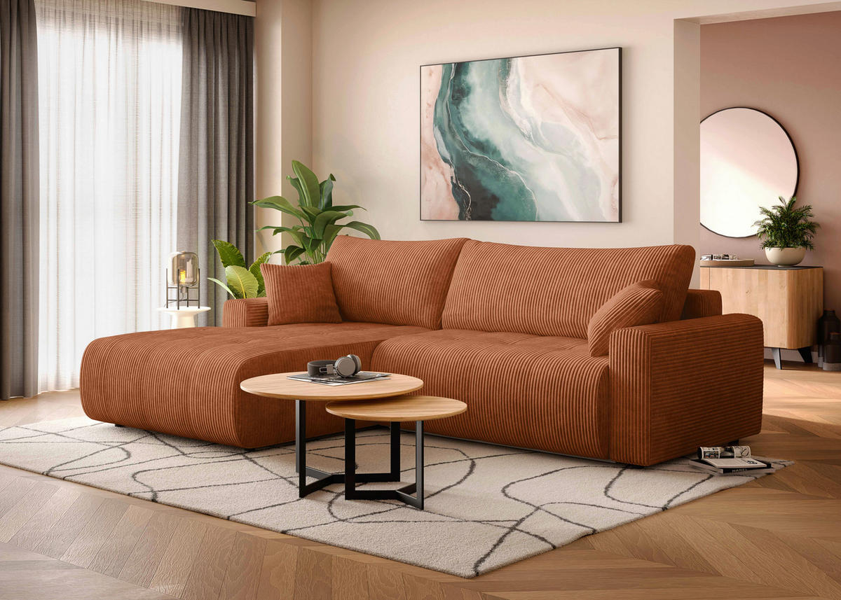 ECKSOFA - Schwarz/Orange, KONVENTIONELL, Kunststoff/Textil (192/270cm) - Carryhome