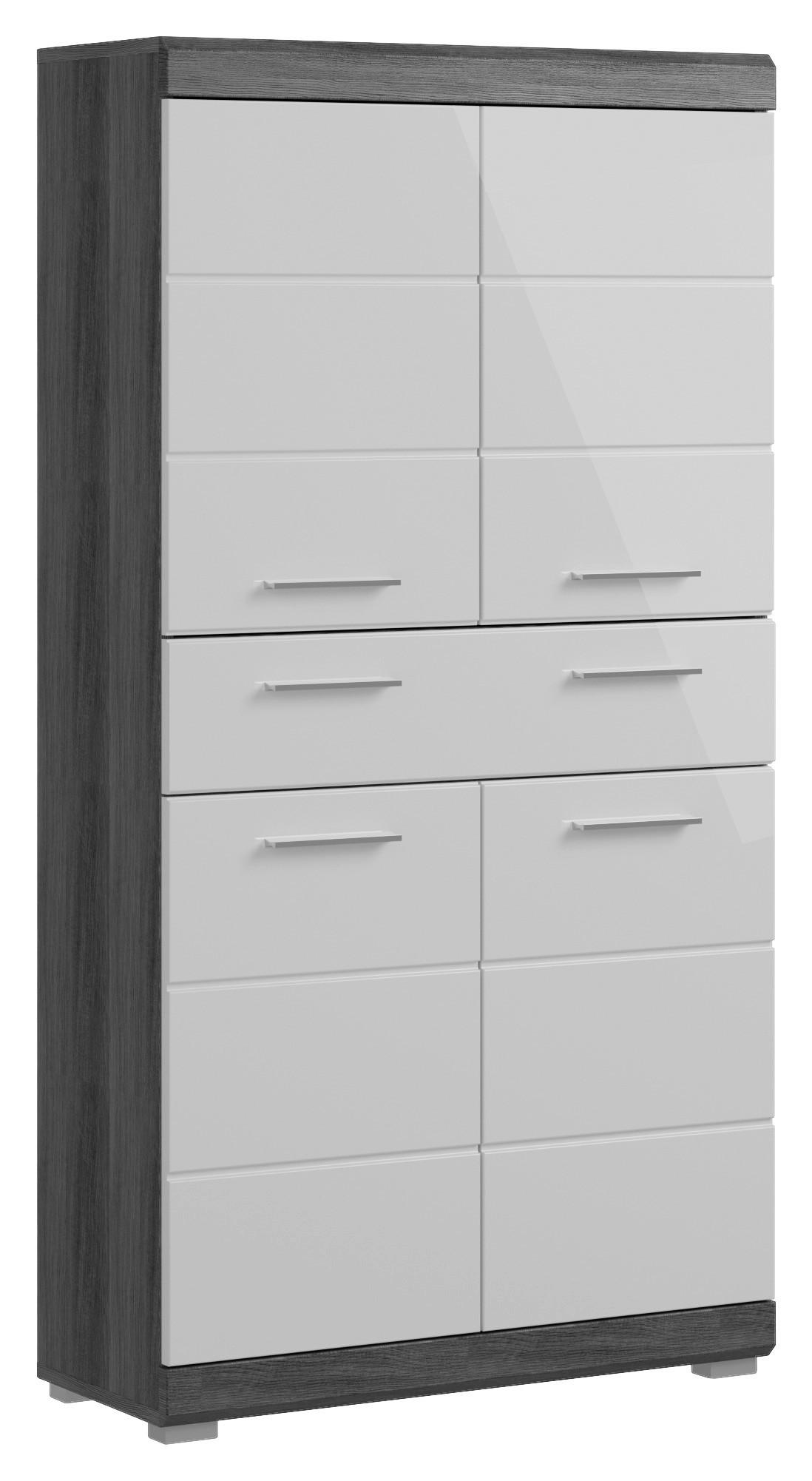 MIDISCHRANK 74/141/31 cm  - Chromfarben/Weiß Hochglanz, MODERN, Holzwerkstoff/Kunststoff (74/141/31cm) - MID.YOU