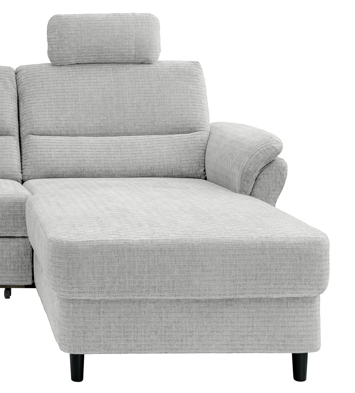 ECKSOFA in Mikrofaser Weiss  - Weiss/Schwarz, Modern, Holz/Textil (279/176cm) - Livetastic