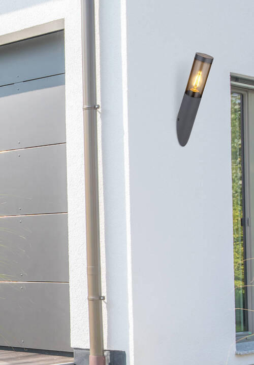 VÄGGLAMPA FÖR UTOMHUS - antracit, Design, metall/plast (7,6/40cm) - Globo