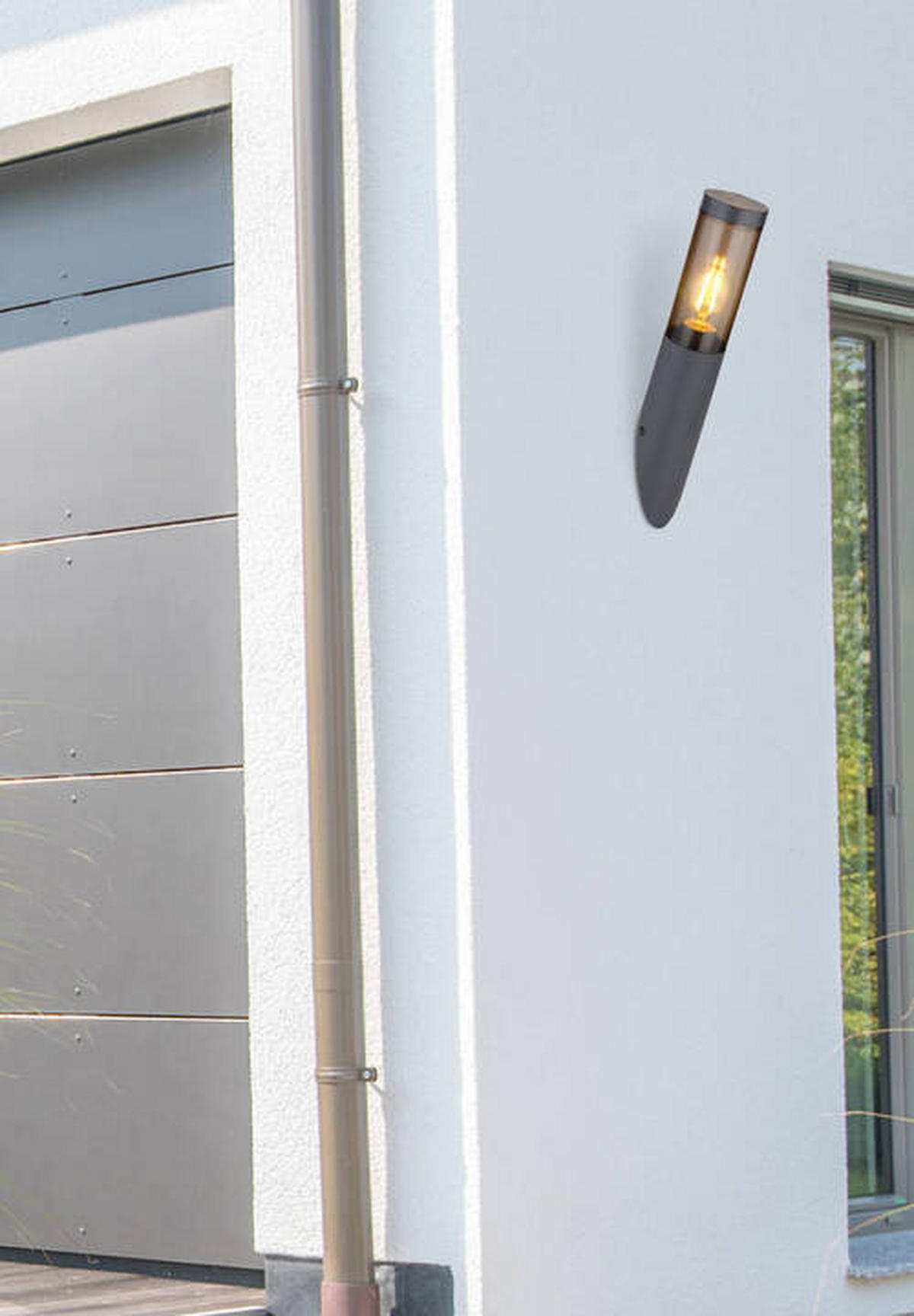 VÄGGLAMPA FÖR UTOMHUS - antracit, Design, metall/plast (7,6/40cm) - Globo