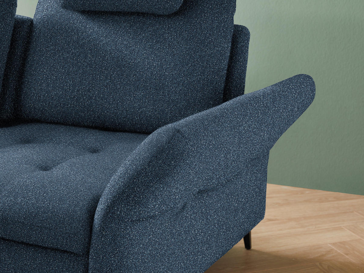 ECKSOFA in Bouclé Blau  - Blau/Schwarz, Natur, Textil/Metall (233/288cm) - Valnatura