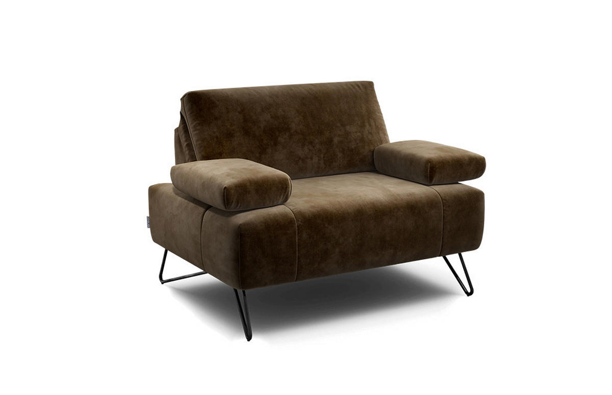 SESSEL Samt Braun    - Schwarz/Braun, Design, Textil/Metall (114-142/85/86-94cm) - SENSOO