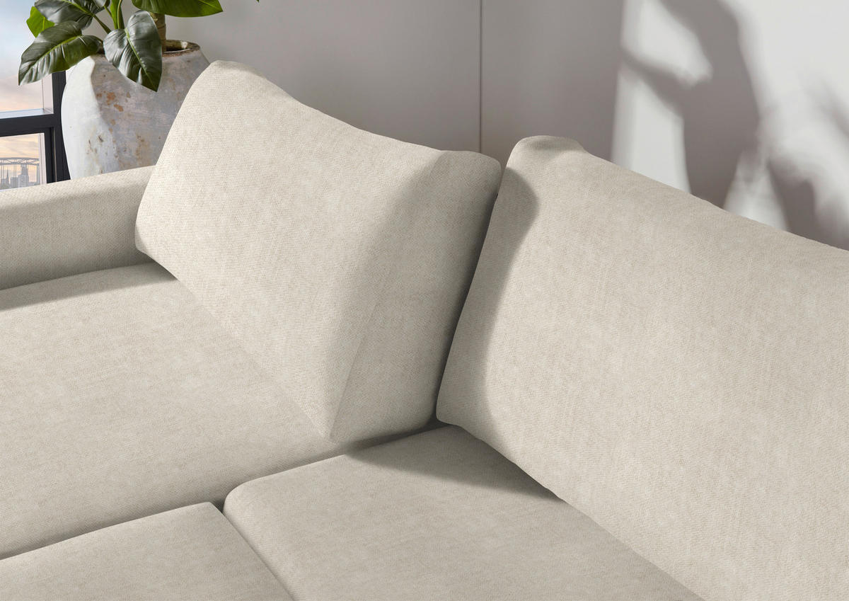 2,5-SITZER in Velours Beige  - Beige/Schwarz, Design, Kunststoff/Textil (240/70/125cm) - Xora
