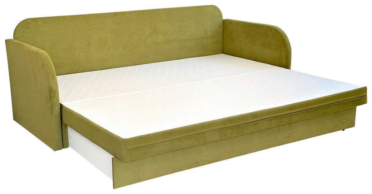 SCHLAFSOFA Flachgewebe Olivgrün  - Schwarz/Olivgrün, Design, Kunststoff/Textil (203/77/86cm) - MID.YOU
