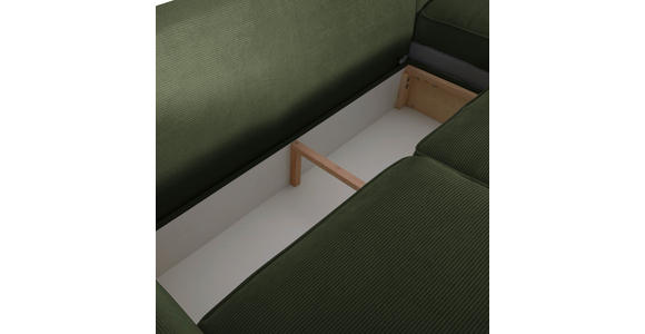 ECKSOFA Grün Cord  - Buchefarben/Grün, Design, Holz/Textil (271/165cm) - Carryhome