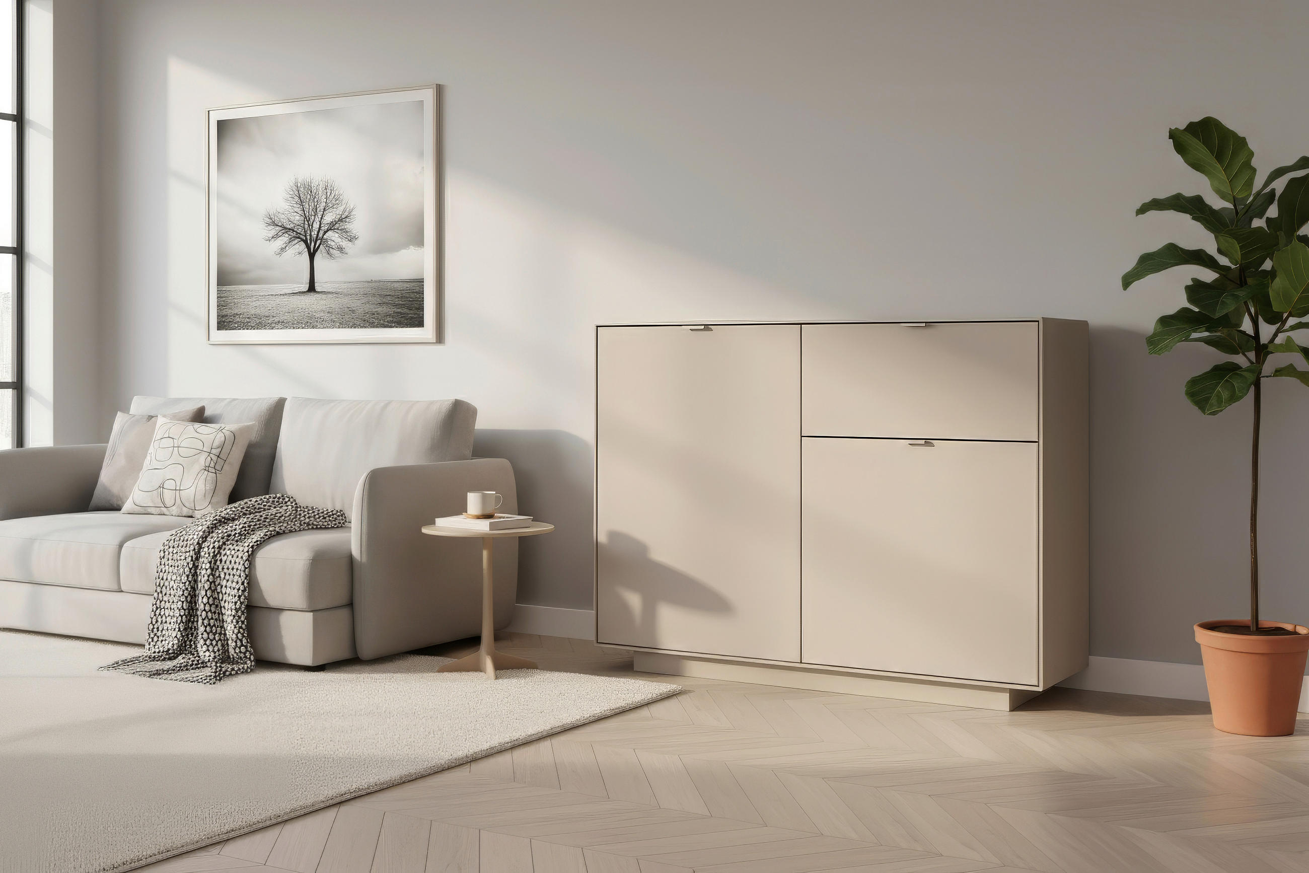 KOMMODE Sivas  in 120/90/37,5 cm  - Sandfarben, Design, Holzwerkstoff/Kunststoff (120/90/37,5cm) - MID.YOU