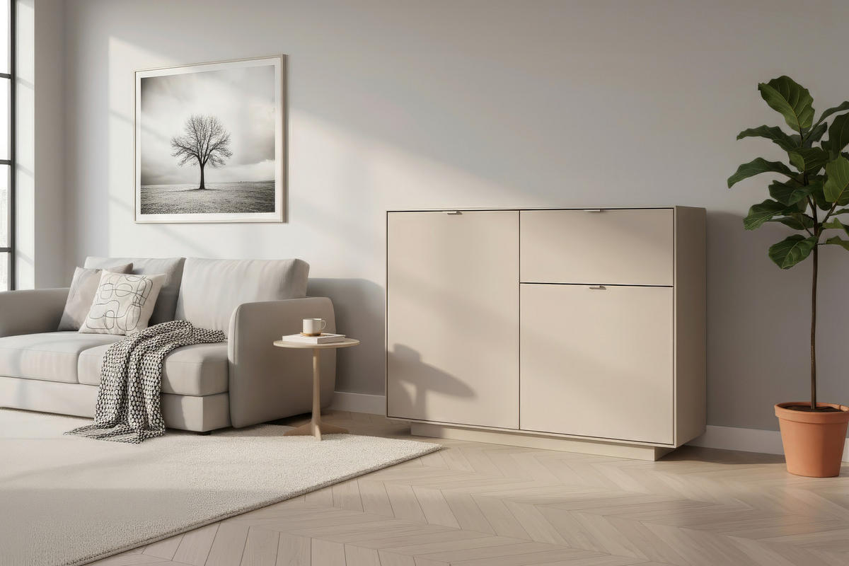 KOMMODE Sivas  in 120/90/37,5 cm  - Sandfarben, Design, Holzwerkstoff/Kunststoff (120/90/37,5cm) - MID.YOU