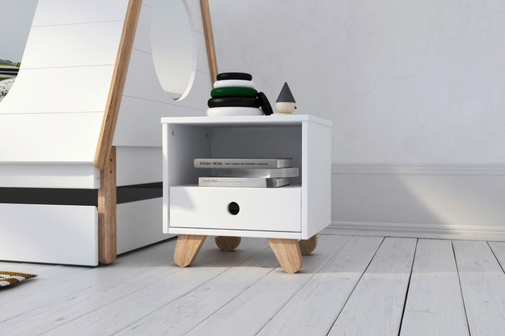 NACHTKÄSTCHEN 40/40/35 cm  in Weiß  - Weiß/Naturfarben, Design, Holz/Holzwerkstoff (40/40/35cm) - Livetastic