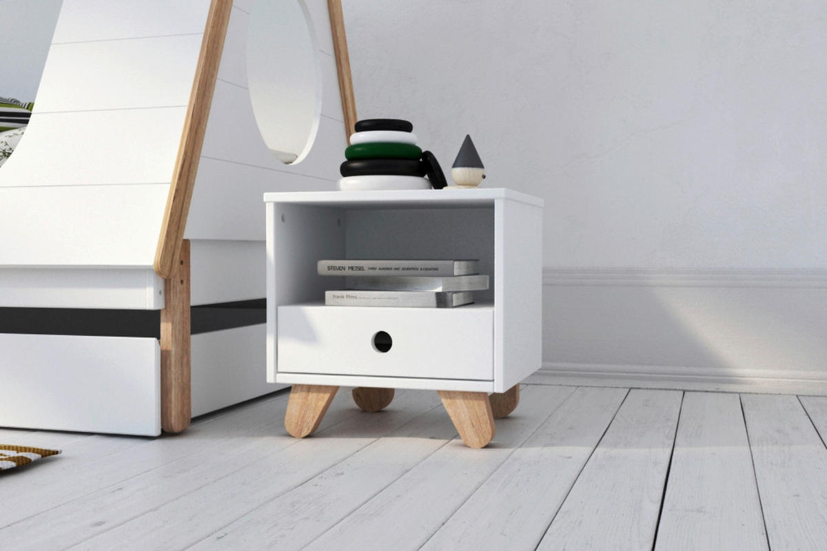 NACHTKÄSTCHEN 40/40/35 cm  in Weiß  - Weiß/Naturfarben, Design, Holz/Holzwerkstoff (40/40/35cm) - Livetastic