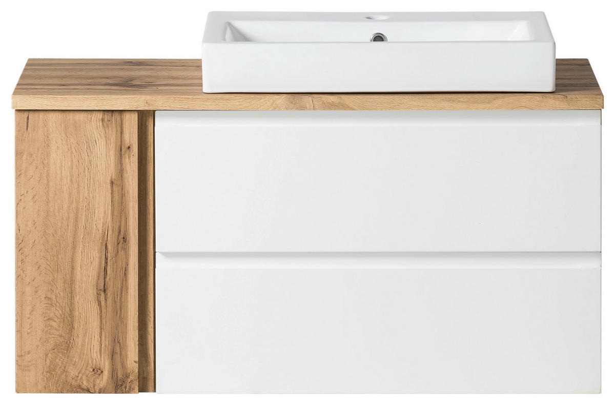 WASCHTISCHKOMBI 105 cm  - Weiss/Eiche Wotan, Modern, Keramik/Holzwerkstoff (105cm) - Held