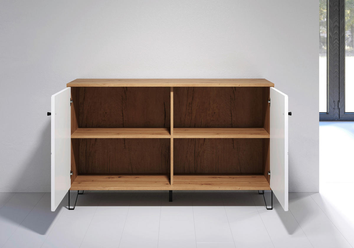 SIDEBOARD TOUCHWO 123/76/40 cm 3 Schublade(n)  - Schwarz/Eiche Artisan, Design, Holzwerkstoff/Kunststoff (123/76/40cm) - MID.YOU