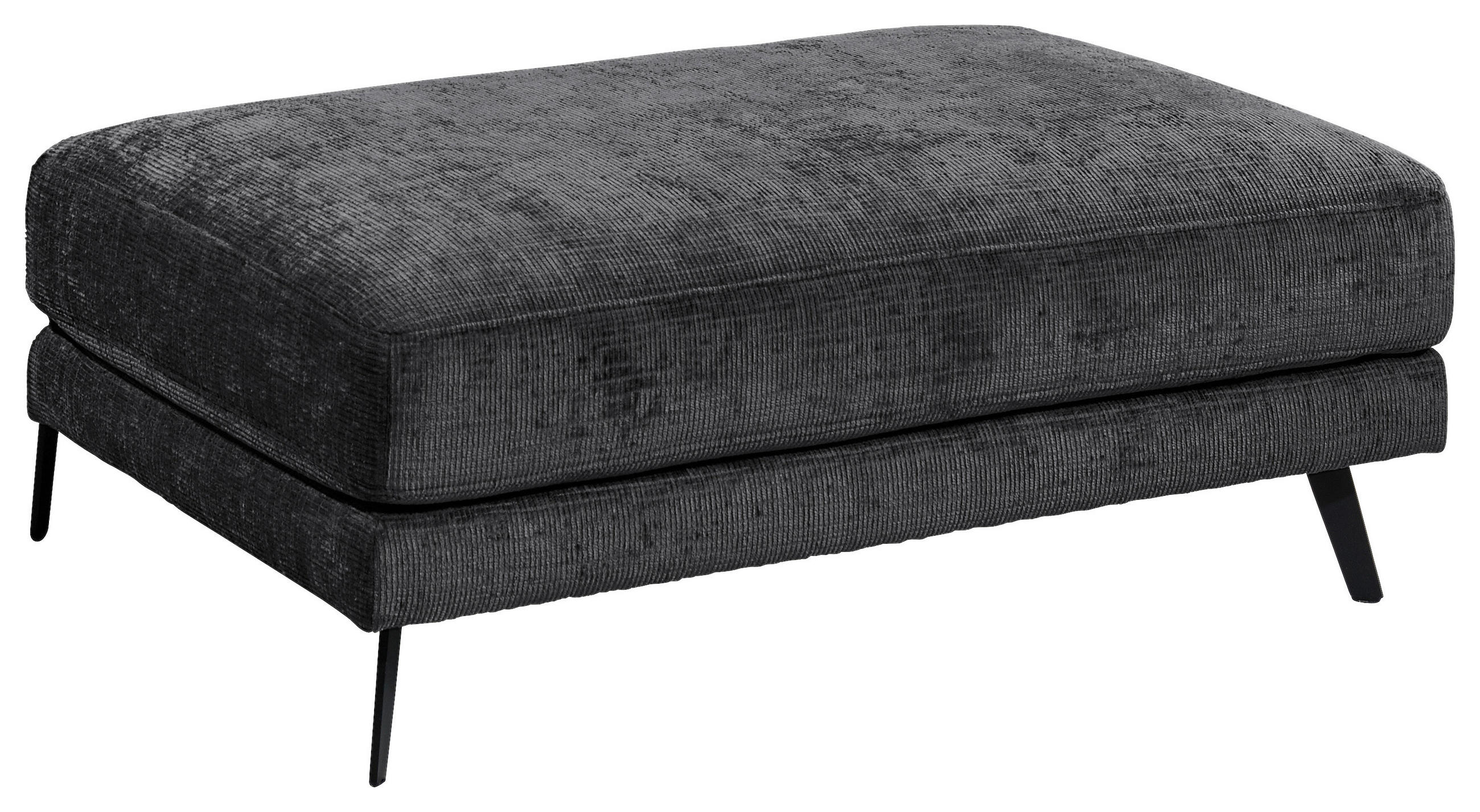 HOCKER Mikrovelours Schwarz  - Schwarz, KONVENTIONELL, Textil/Metall (113/45/72cm) - MID.YOU