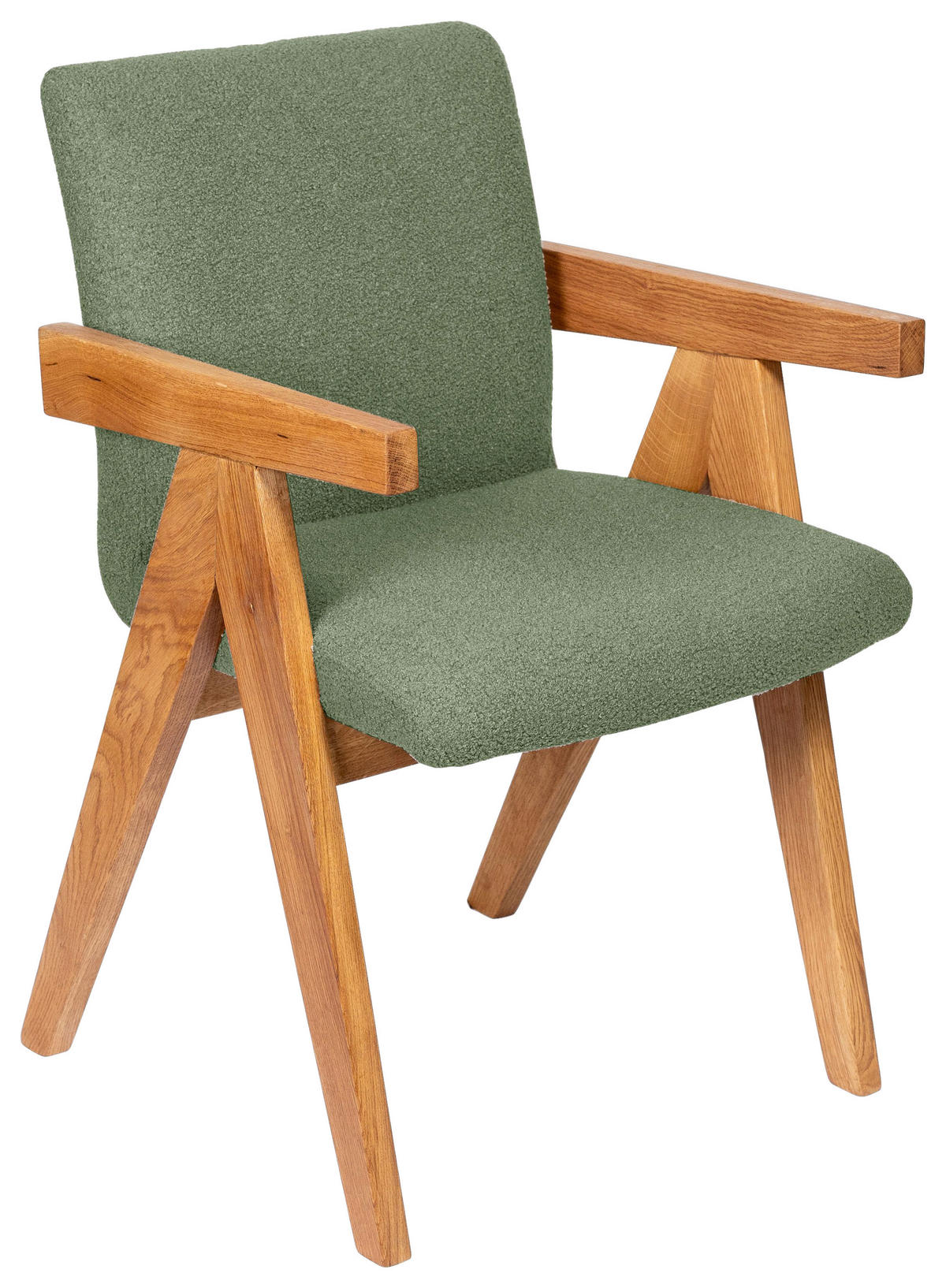 ARMLEHNSTUHL  in Bouclé  - Eichefarben/Grün, KONVENTIONELL, Holz/Textil (53,5/83/62cm) - Linea Natura