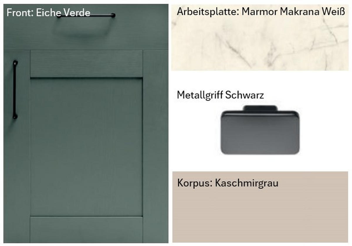 ECKKÜCHE XO50 120/360 cm  in Dunkelgrün, Kaschmir  - Kaschmir/Dunkelgrün, Design, Holzwerkstoff/Metall (120/360cm) - Xora