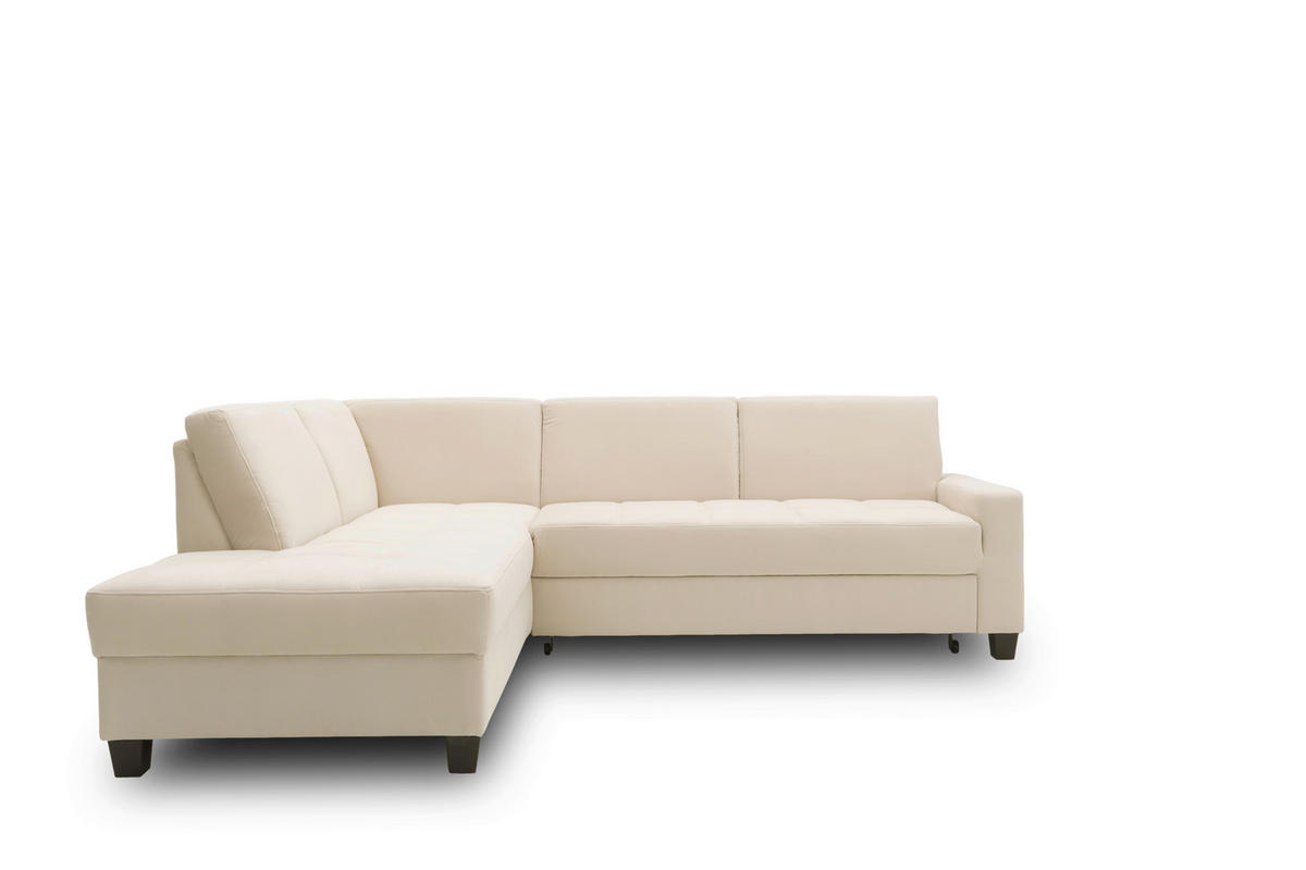 ECKSOFA FLORENTINA Creme Mikrofaser Liegefläche im Originalstoff  - Wengefarben/Creme, Basics, Holz/Textil (210/243cm) - MID.YOU