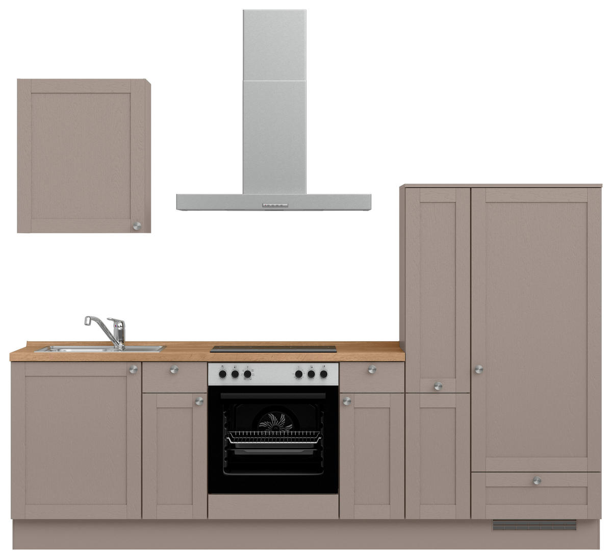 KÜCHENBLOCK Frame 270 cm  in Eichefarben, Beigebraun  - Edelstahlfarben/Eichefarben, MODERN, Holzwerkstoff/Metall (270cm) - Nobilia
