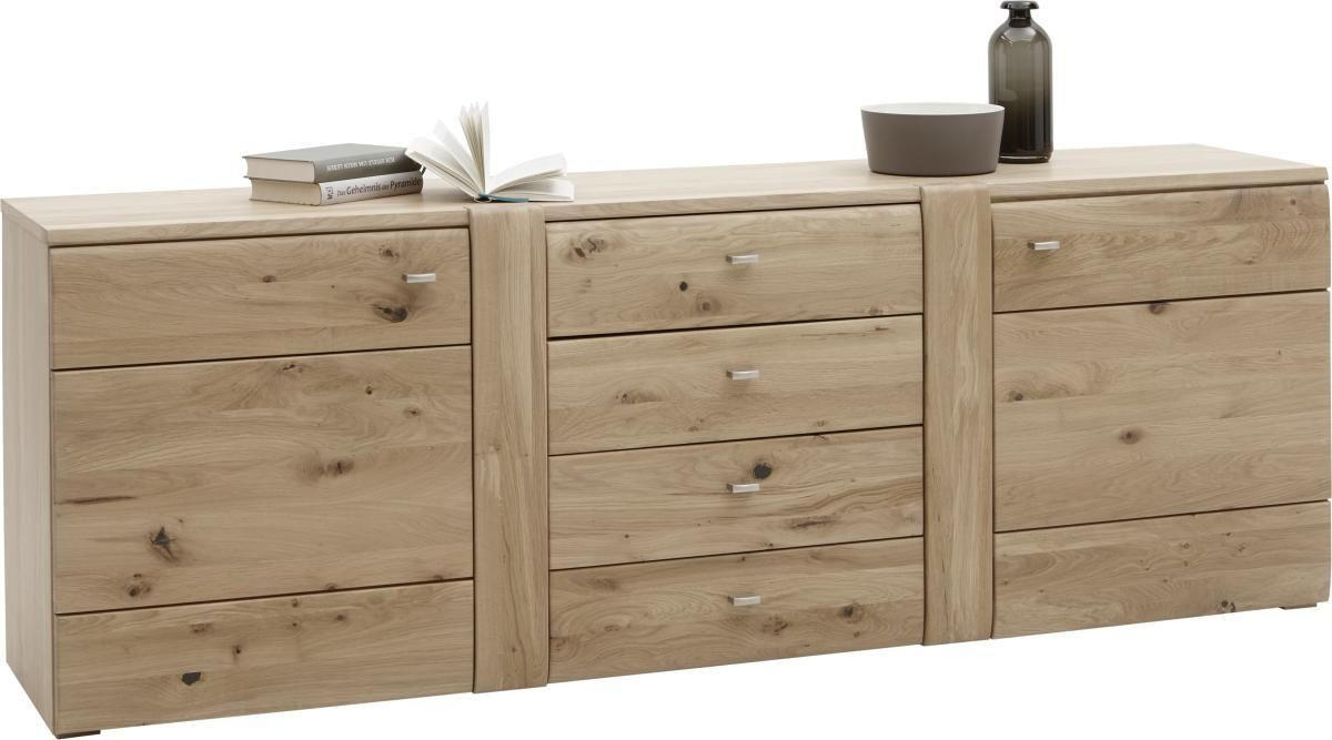 SIDEBOARD 202/70,7/44,1 cm  in Eichefarben  - Eichefarben/Alufarben, KONVENTIONELL, Holz/Holzwerkstoff (202/70,7/44,1cm) - Voleo