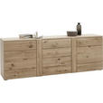 SIDEBOARD 202/70,7/44,1 cm  in Eichefarben  - Eichefarben/Alufarben, KONVENTIONELL, Holz/Holzwerkstoff (202/70,7/44,1cm) - Voleo