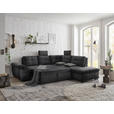 ECKSOFA  in Mikrovelours Schwarz  - Schwarz, KONVENTIONELL, Kunststoff/Textil (265/217cm) - Carryhome