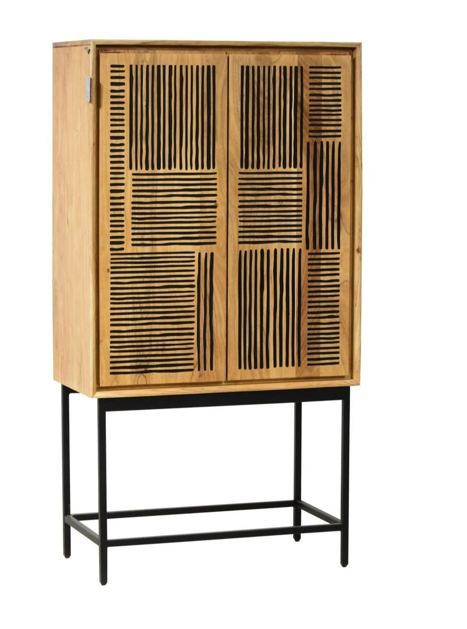 HIGHBOARD  in 80/150/40 cm  - Schwarz/Akaziefarben, KONVENTIONELL, Holz/Metall (80/150/40cm) - Livetastic