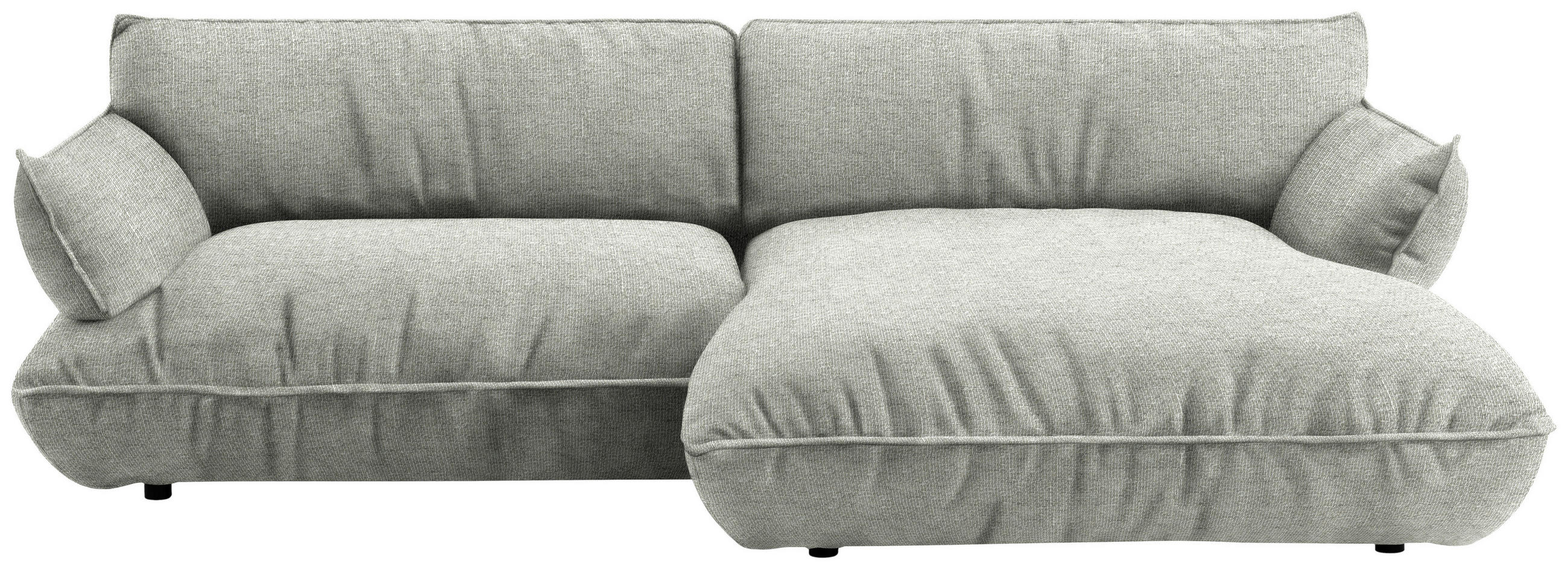 ECKSOFA  in Flachgewebe Silberfarben  264/185 cm  - Silberfarben/Schwarz, Design, Kunststoff/Textil (264/185cm) - Belluti
