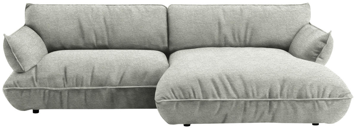 ECKSOFA  in Flachgewebe Silberfarben  264/185 cm  - Silberfarben/Schwarz, Design, Kunststoff/Textil (264/185cm) - Belluti