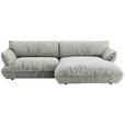 ECKSOFA  in Flachgewebe Silberfarben  264/185 cm  - Silberfarben/Schwarz, Design, Kunststoff/Textil (264/185cm) - Belluti