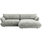 ECKSOFA  in Flachgewebe Silberfarben  264/185 cm  - Silberfarben/Schwarz, Design, Kunststoff/Textil (264/185cm) - Belluti