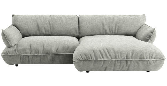 ECKSOFA  in Flachgewebe Silberfarben  264/185 cm  - Silberfarben/Schwarz, Design, Kunststoff/Textil (264/185cm) - Belluti