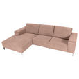ECKSOFA  in Cord Altrosa  170/285 cm  - Schwarz/Altrosa, KONVENTIONELL, Textil/Metall (170/285cm) - Carryhome