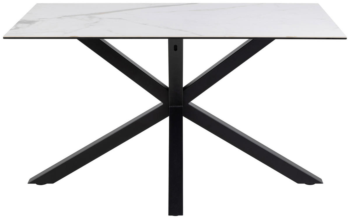 ESSTISCH in Metall, Keramik  - Weiss/Schwarz, Trend, Keramik/Metall (135/76/80cm) - MID.YOU