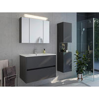 BADEZIMMER 3-teilig  in 80 cm  - Graphitfarben/Weiß, Basics, Keramik/Holzwerkstoff (80cm) - MID.YOU