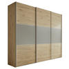 SCHWEBETÜRENSCHRANK in Hellgrau, Eiche Artisan  - Hellgrau/Alufarben, Holzwerkstoff/Metall (249/222/68cm) - Moderano